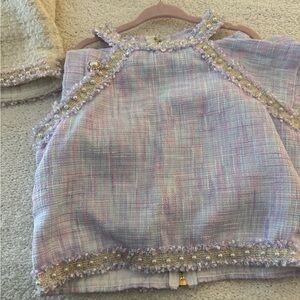 Elegant Multicolor Tweed Sleeveless Top